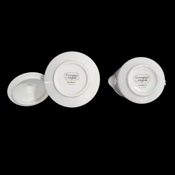 Noritake Dearest 2034 Creamer Sugar Bowl Set with Lid Japan Gold Trim Fine China - Picture 5 of 5